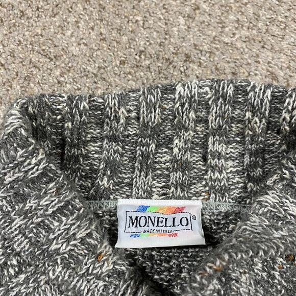 VTG Monello Sweater Mens XL Shawl Wool Geometric Patchwork Color Block Menswear - Picture 2 of 7